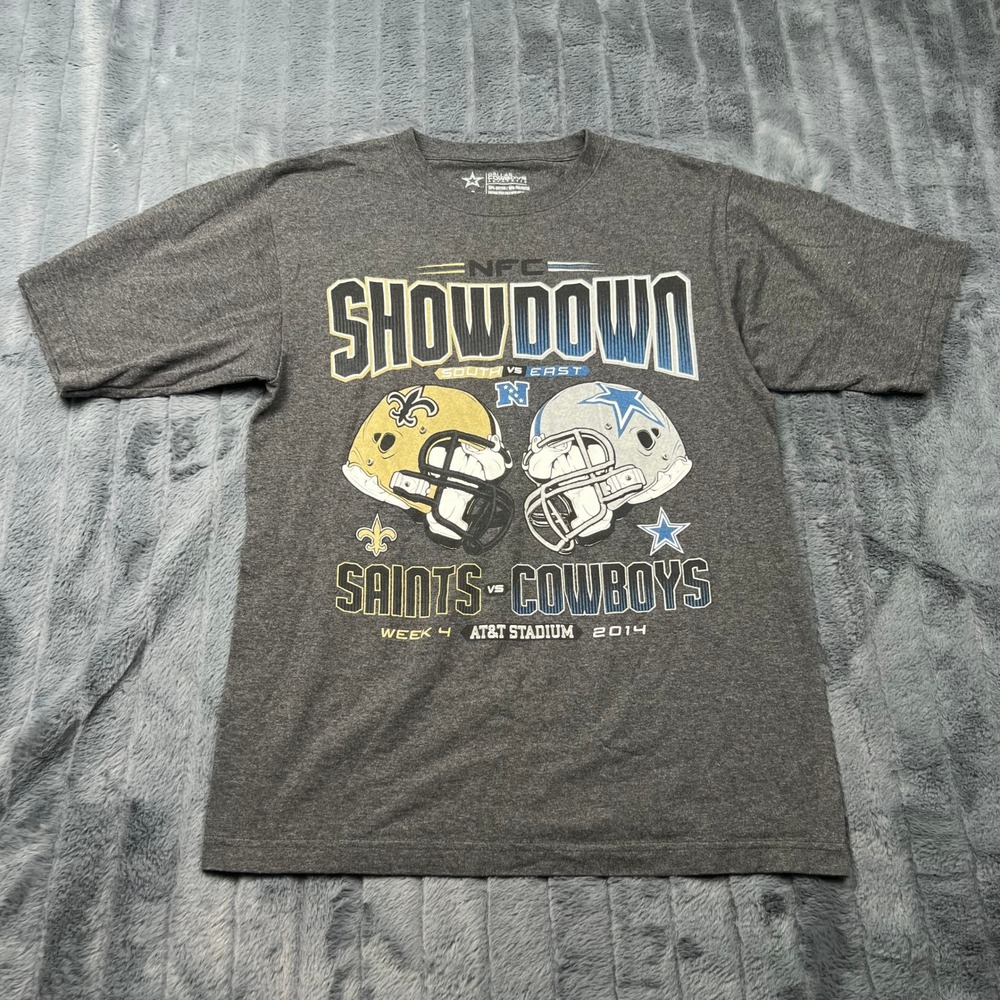 Dallas Cowboys Authentic Mens Showdown 2014 Saints vs Cowboys T-Shirt Gray S